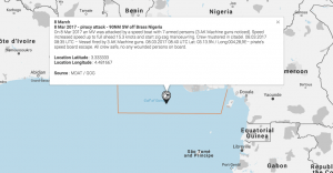 Read more about the article Gulf of Guinea  – Piracy attack on 8 Mar 2017 – position 03 13.0 N  004 28.9 E