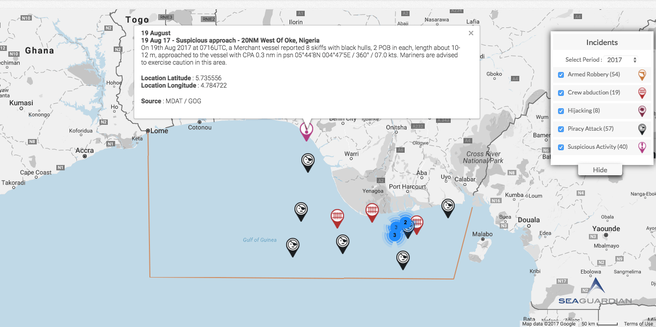 Read more about the article 19 Aug 17 – suspicious approach – 20NM West of Oke, Nigeria