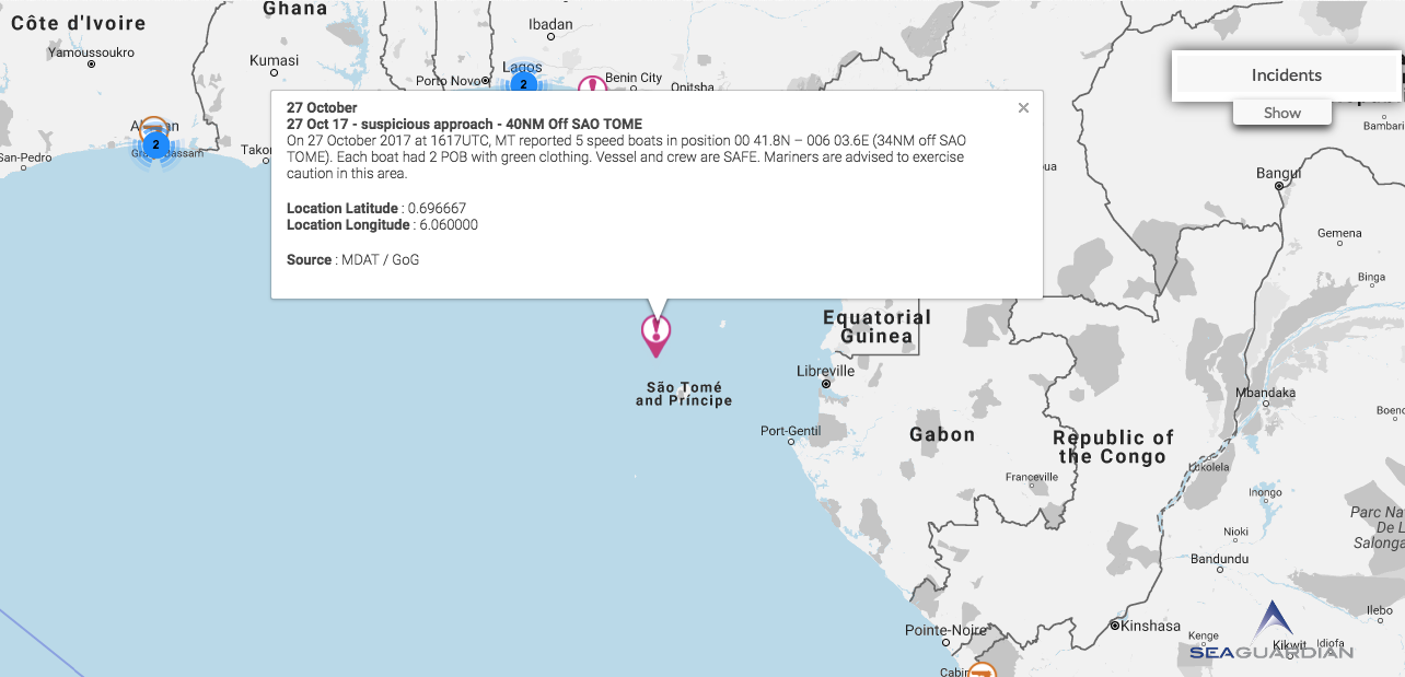 Read more about the article 27 Oct 17 – suspicious approach – 40NM Off Sao Tome