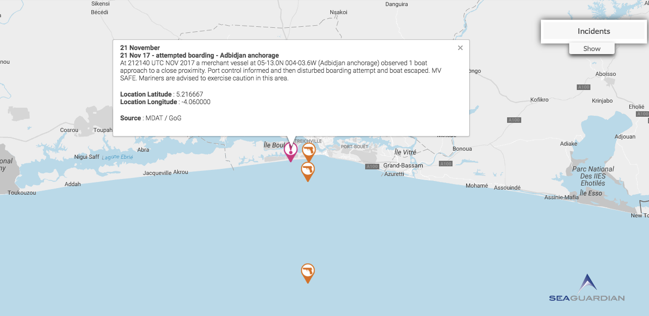 Read more about the article 21 Nov 17 – attempted boarding  – Adbidjan anchorage