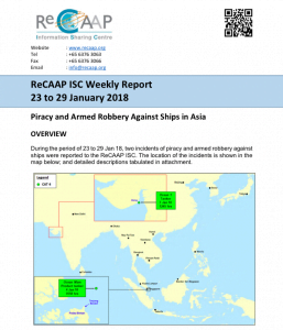 Read more about the article ReCAAP ISC Weekly Report 23 to 29 January 2018