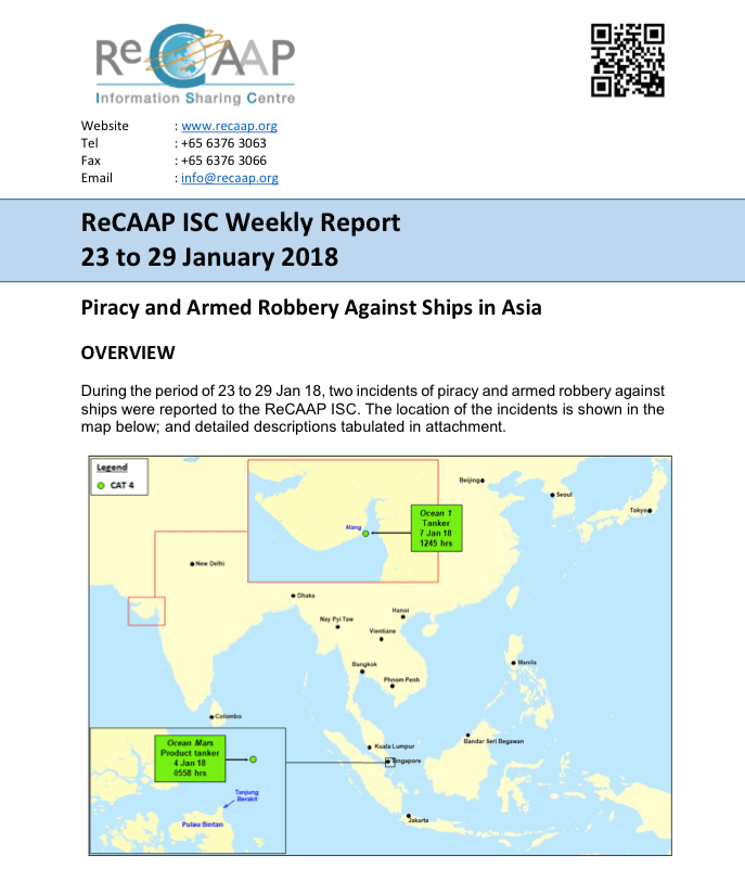 You are currently viewing ReCAAP ISC Weekly Report 23 to 29 January 2018