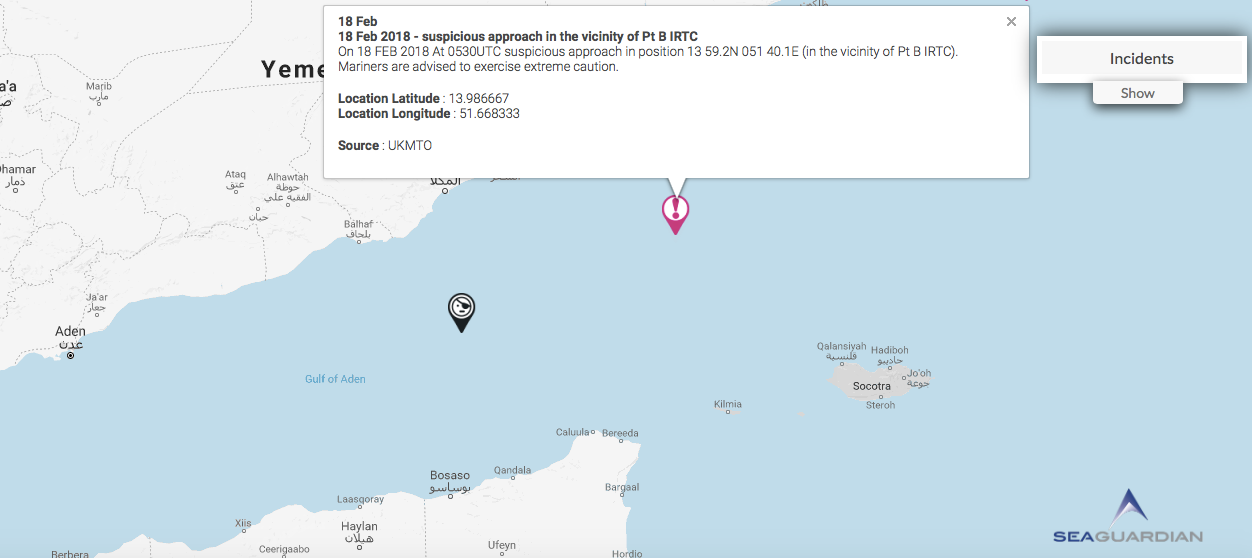 Read more about the article 18 Feb 2018 – Suspicious approach in the vicinity of Pt B IRTC