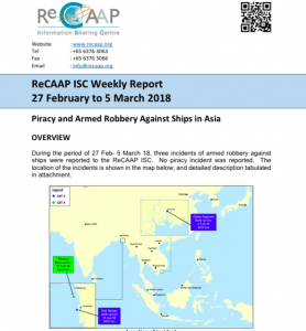 Read more about the article ReCAAP ISC Weekly Report 27 February to 5 March 2018