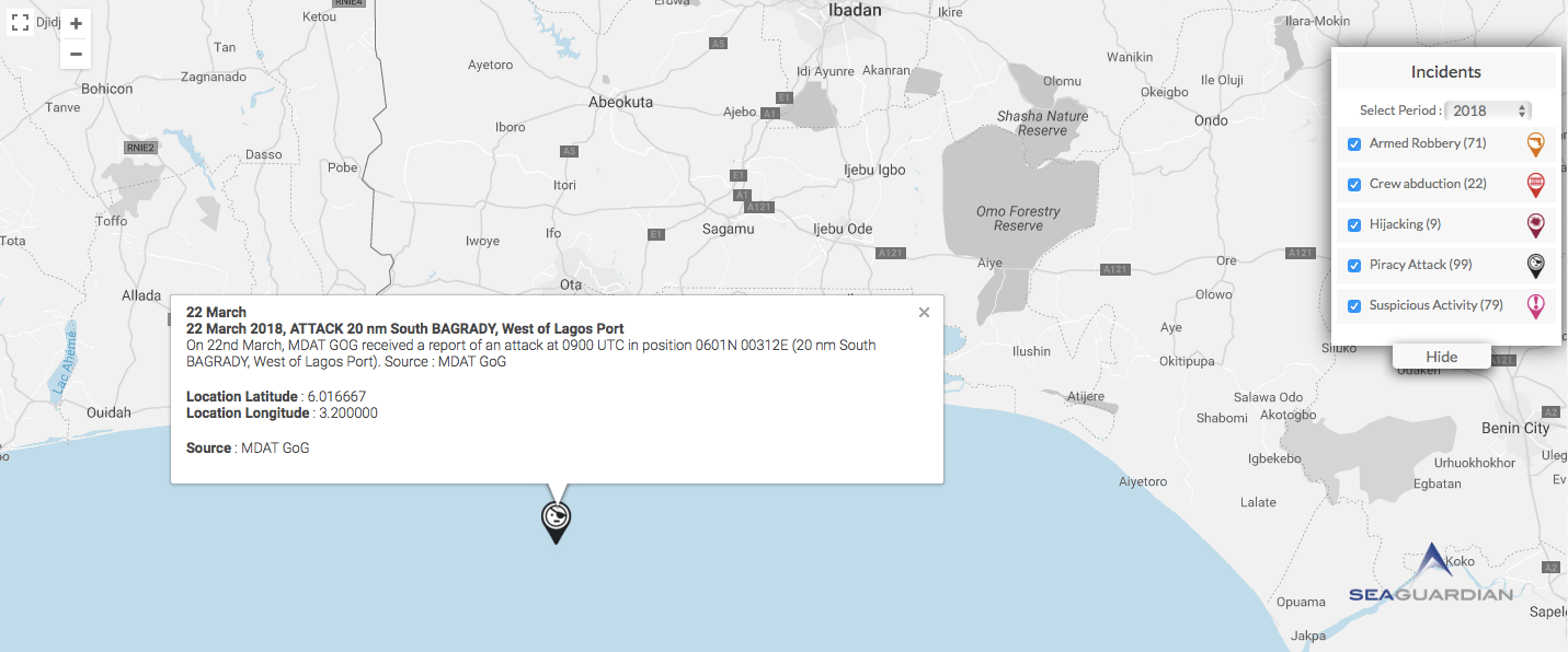 Read more about the article 22 March 2018 – ATTACK 20 nm South BAGRADY, West of Lagos Port