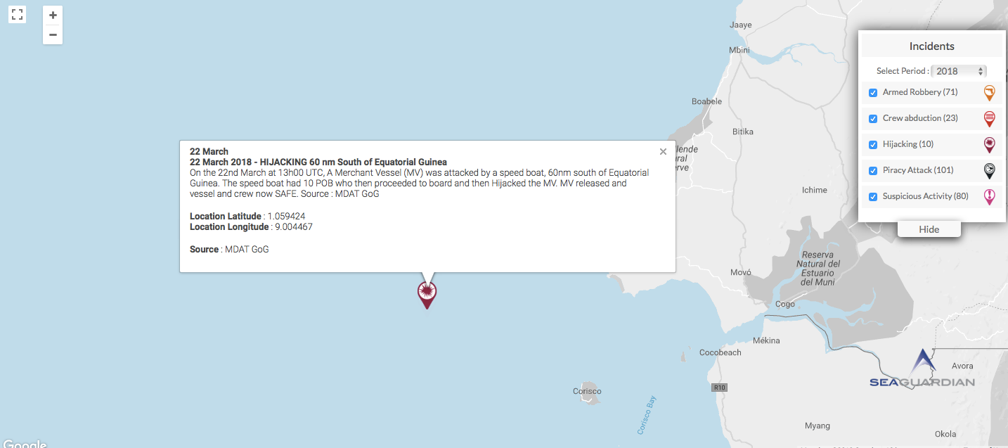 You are currently viewing 22 March 2018 – HIJACKING , 60 nm South of Equatorial Guinea