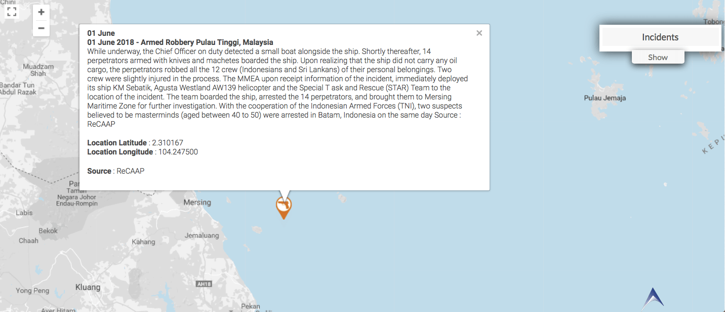 You are currently viewing 01 June 2018 – Armed Robbery, Pulau Tinggi, Malaysia