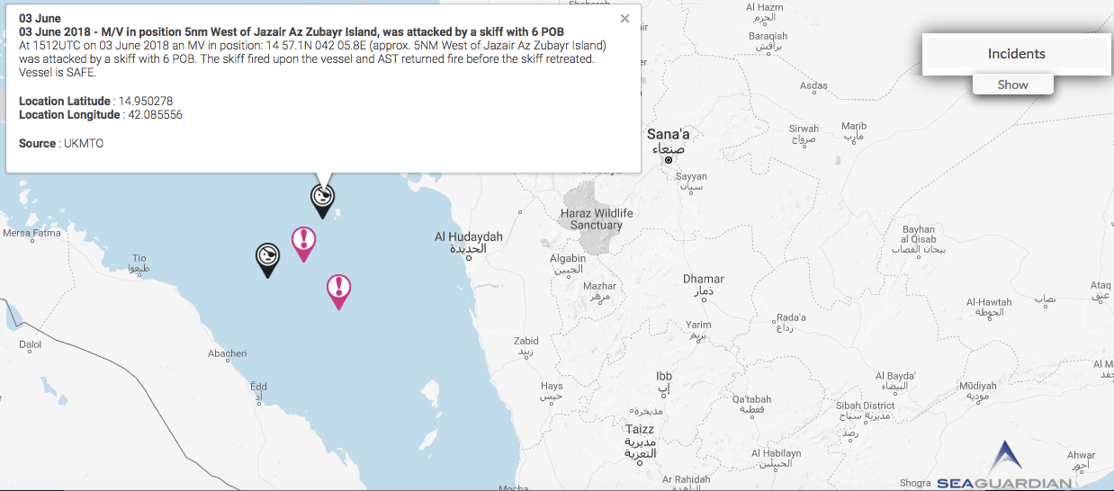 You are currently viewing 03 June 2018 – M/V in position 5nm West of Jazair Az Zubayr Island, was attacked by a skiff with 6 POB