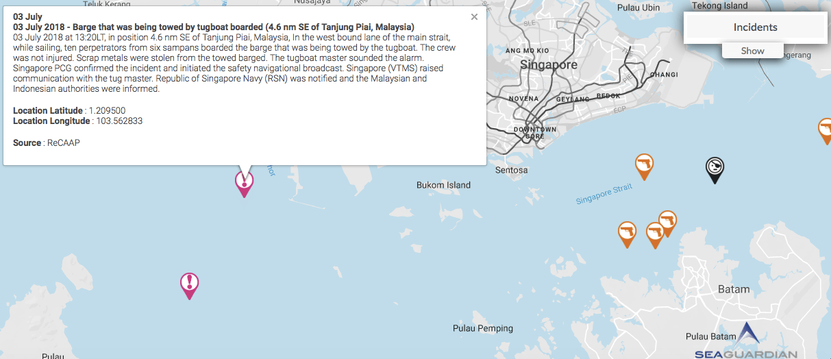 You are currently viewing 03 July 2018 – Barge that was being towed by tugboat boarded (4.6 nm SE of Tanjung Piai, Malaysia)