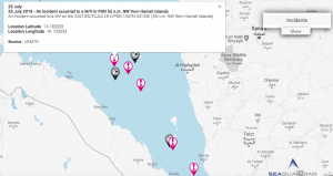 Read more about the article 25 July 2018 – An incident occurred to a M/V in PSN 55 n.m. NW from Hanish Islands