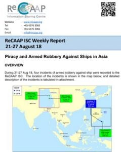 Read more about the article ReCAAP ISC Weekly Report 21-27 August 18