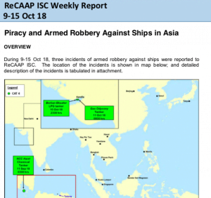 Read more about the article ReCAAP ISC Weekly Report 9-15 Oct 18