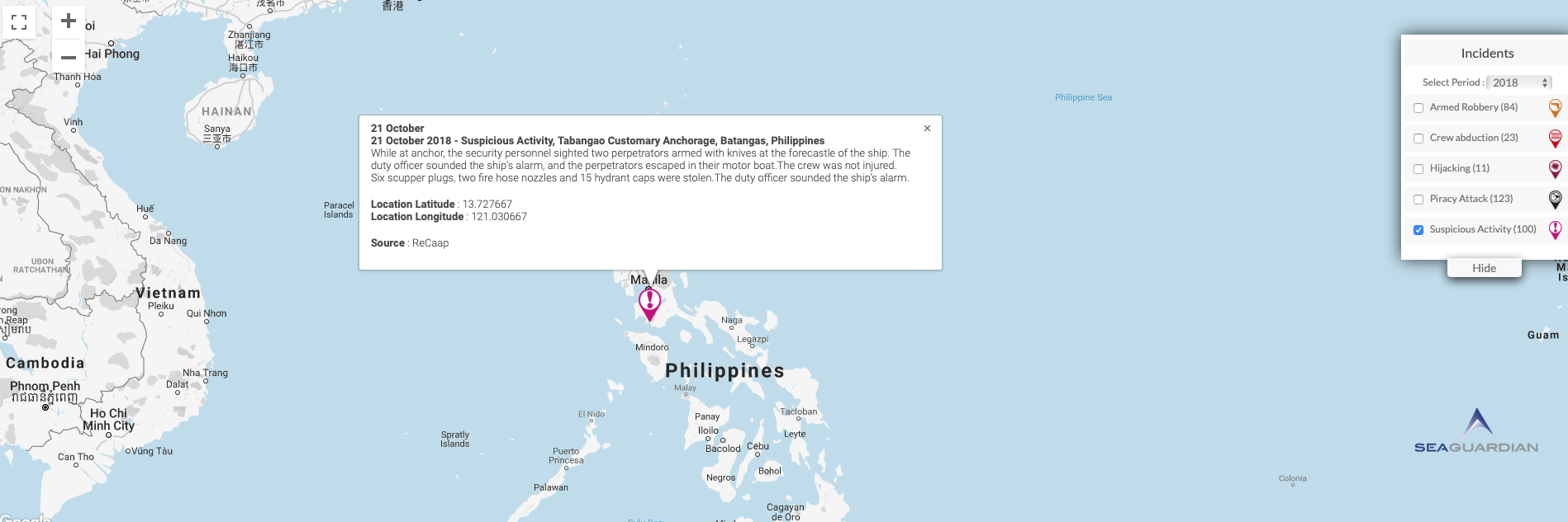 You are currently viewing 21 October 2018 – Suspicious Activity, Tabangao Customary Anchorage, Batangas, Philippines