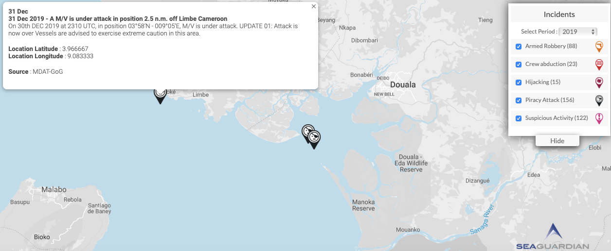 Read more about the article 31 Dec 2019 – A M/V is under attack in position 2.5 n.m. off Limbe Cameroon