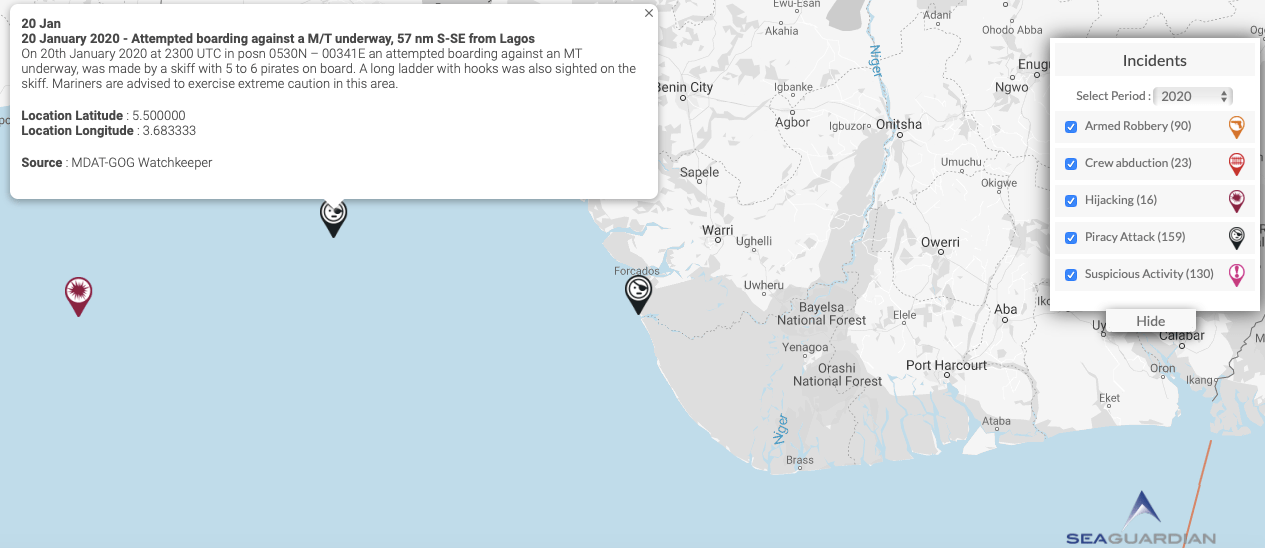 You are currently viewing 20 January 2020 – Attempted boarding against a M/T underway, 57 nm S-SE from Lagos