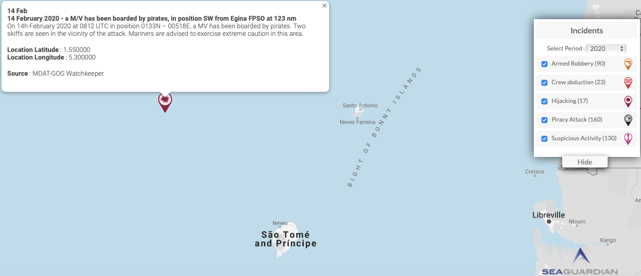 You are currently viewing 14 February 2020 – a M/V has been boarded by pirates, in position SW from Egina FPSO at 123 nm