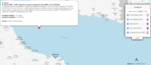 Read more about the article 01 March 2020 – A M/V reported a suspicious approach by 2 skiffs, 50 nm off Sohar