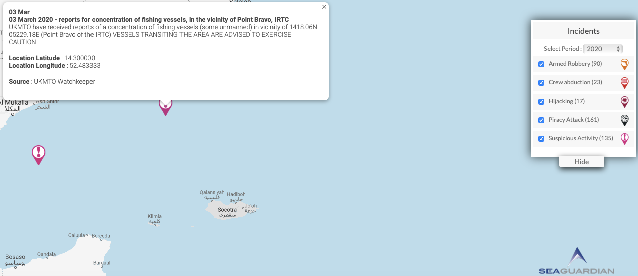 Read more about the article 03 March 2020 – reports for concentration of fishing vessels, in the vicinity of Point Bravo, IRTC