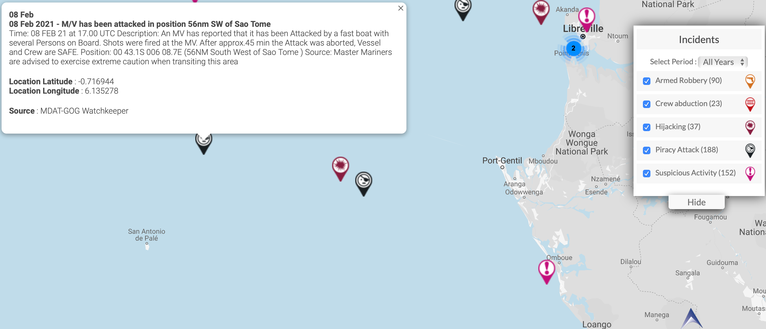 You are currently viewing 08 Feb 2021 – A M/V has been attacked in position 56nm SW of Sao Tome