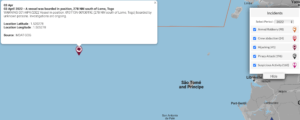 Read more about the article 03 April 2022 – A vessel was boarded in position, 278 NM south of Lome, Togo