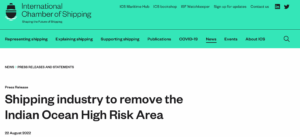 Read more about the article Shipping industry to remove the Indian Ocean High Risk Area